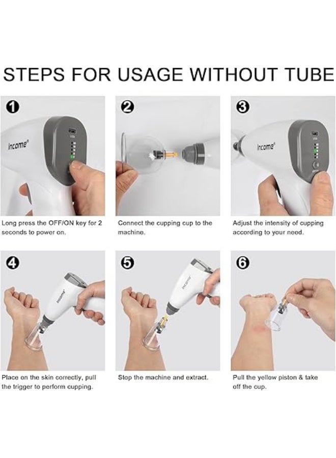 مجموعة العلاج بالحجامة الكهربائية، جهاز الحجامة الصيني المحمول مع مضخة، جهاز العناية بالتدليك للجسم والخدش، 4 أكواب شفط فراغية، مجموعة مدلك الحجامة الكهربائية للاستخدام المنزلي - Image 4