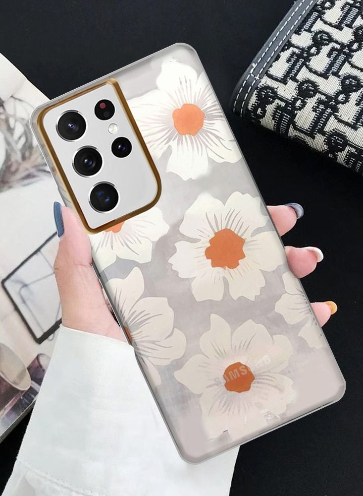 JOWAY Samsung Galaxy S21 Ultra Floral Clear Case Ultra Slim Shockproof Flower Print Transparent Cover Design 7 - Image 2