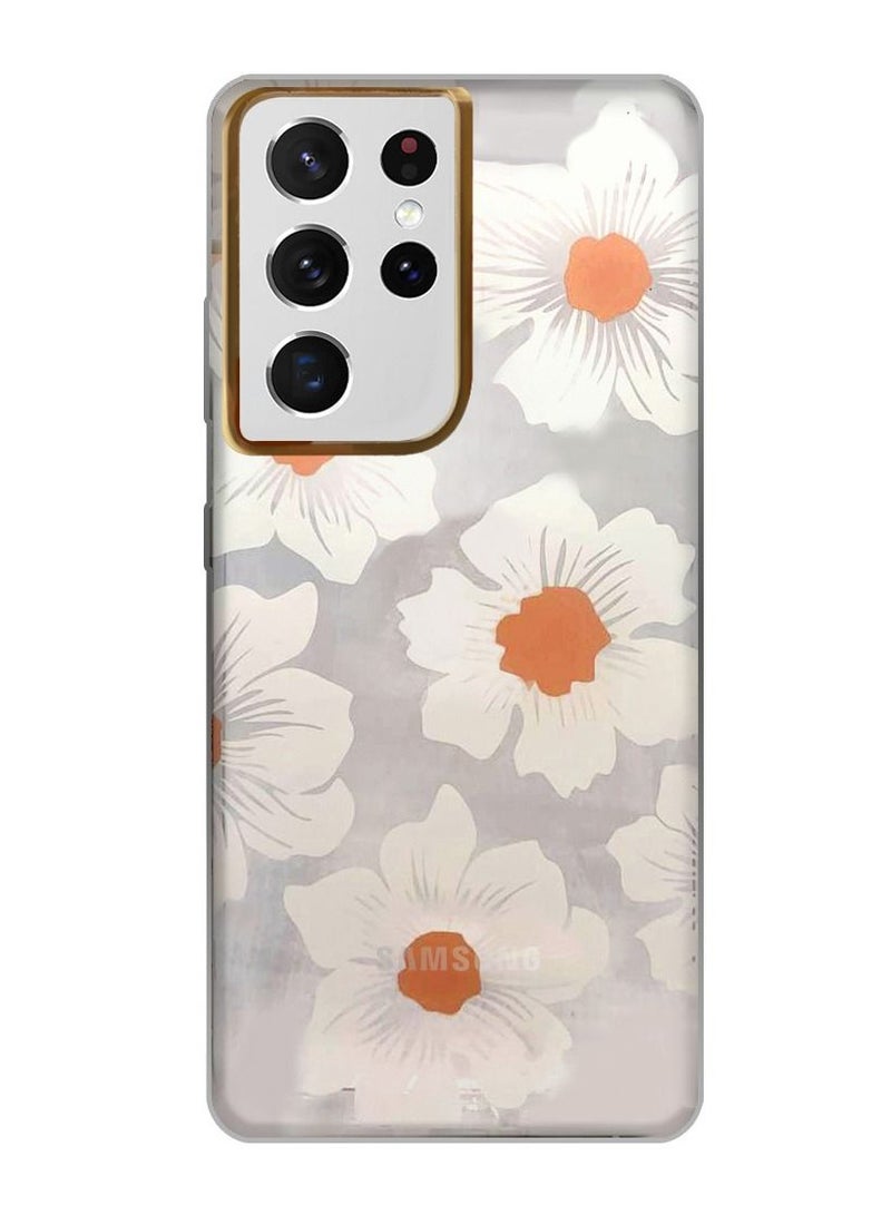 JOWAY Samsung Galaxy S21 Ultra Floral Clear Case Ultra Slim Shockproof Flower Print Transparent Cover Design 7 - Image 1