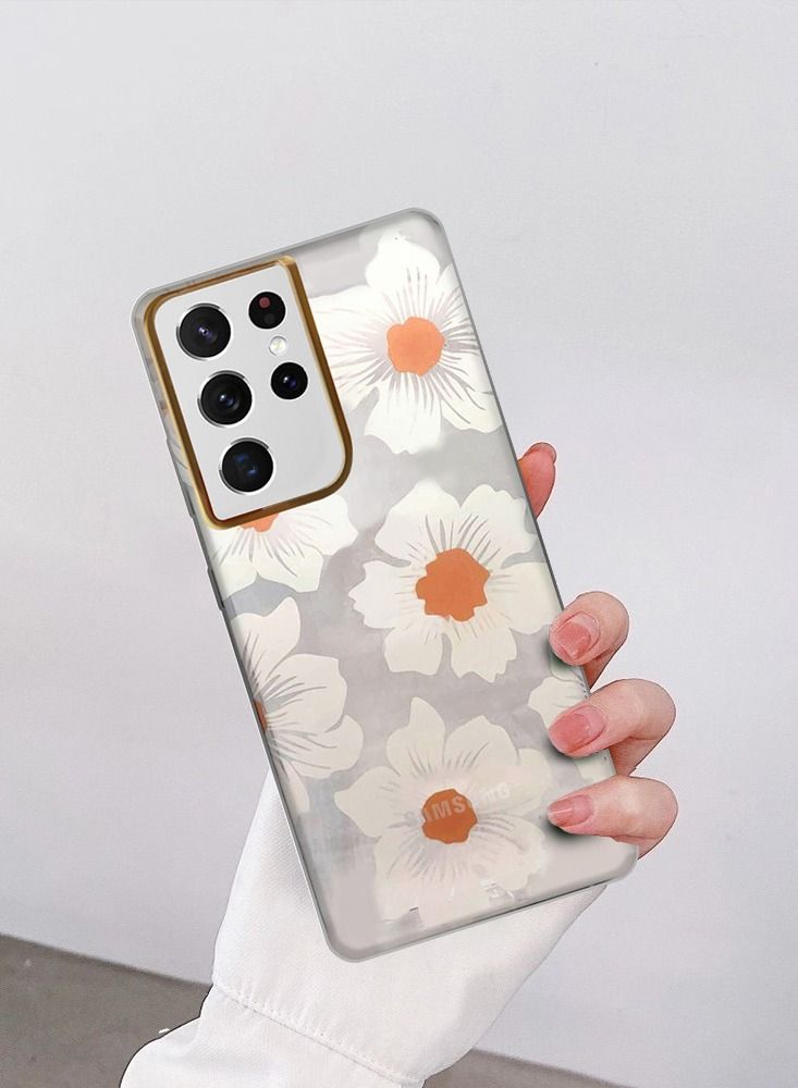 JOWAY Samsung Galaxy S21 Ultra Floral Clear Case Ultra Slim Shockproof Flower Print Transparent Cover Design 7 - Image 3