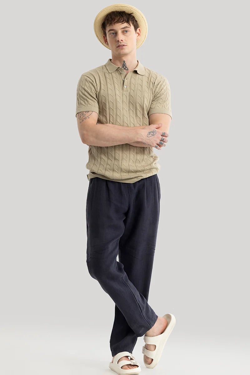 SNITCH Fresco Beige Knitted Polo T-Shirt - Image 3