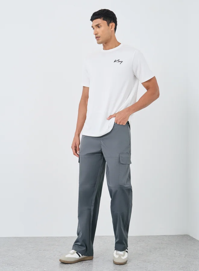 Styli Styli Woven Straight Fit Joggers with Cargo Pocket