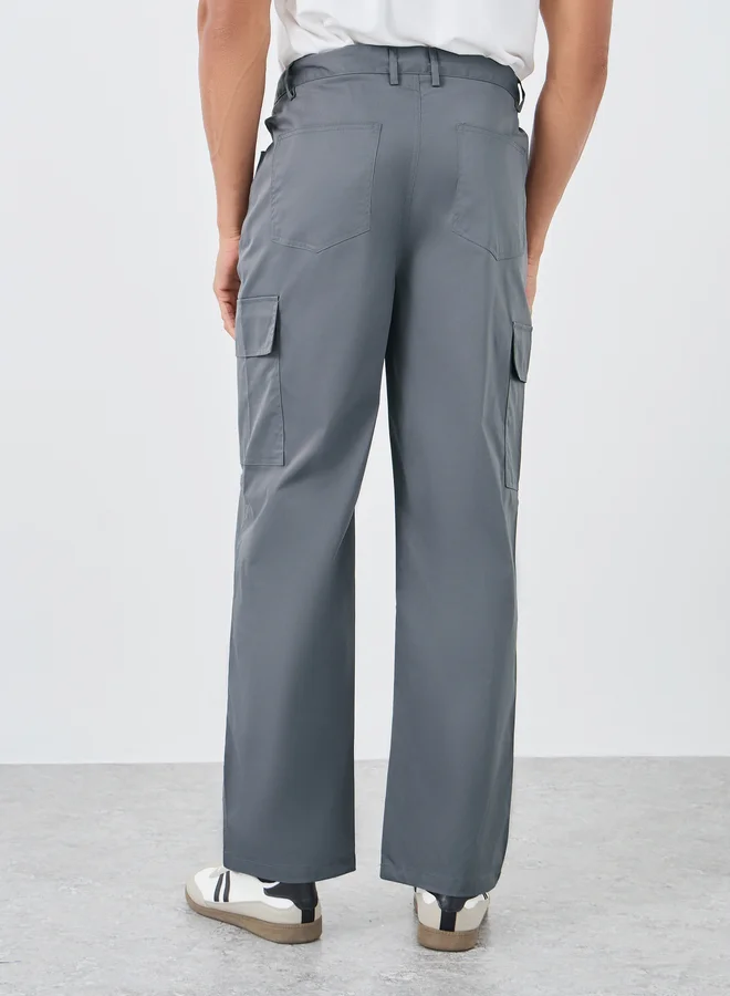 Styli Styli Woven Straight Fit Joggers with Cargo Pocket