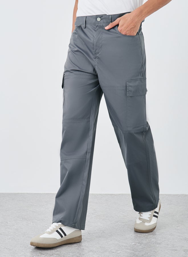 ستايلي جوجرز مستقيمة بنسيج منسوج وجيب كارجو - Image 1