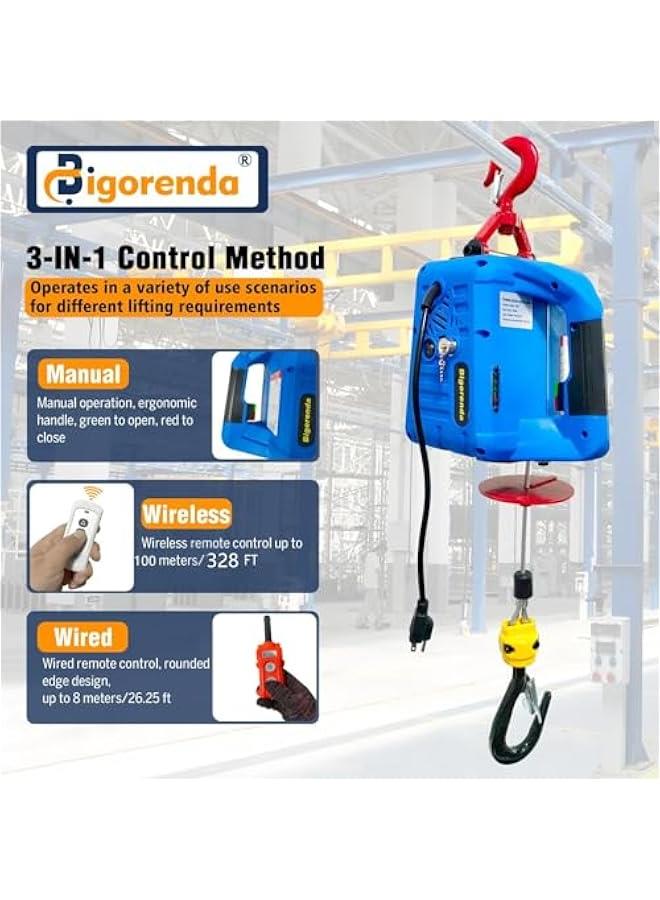 Arabest 3-in-1 Electric Hoist Winch,1100lb Capacity, Portable Electric Power Winch with Wire Wireless Remote Control,110V Electric Hoist Crane,26FT Lifting Height,for Warehouse,Garage,Lifting Towing - Image 3