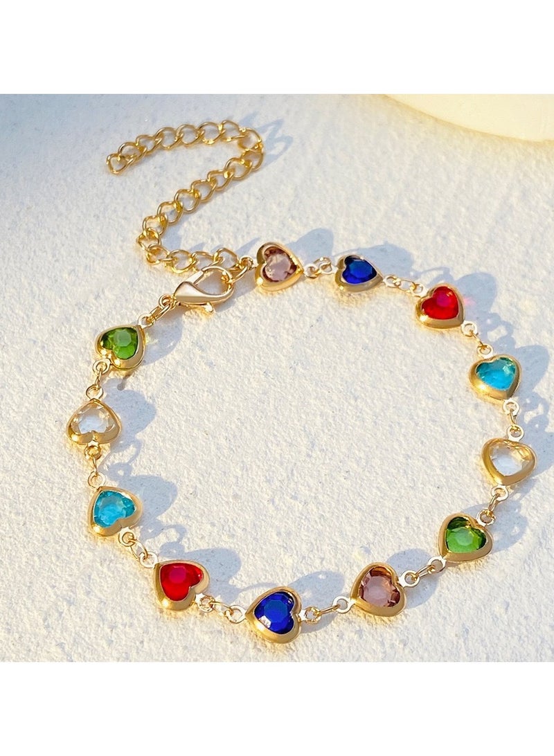 Jourvent Love-shape Zircon Bracelet, Alloy Bracelet - Image 3