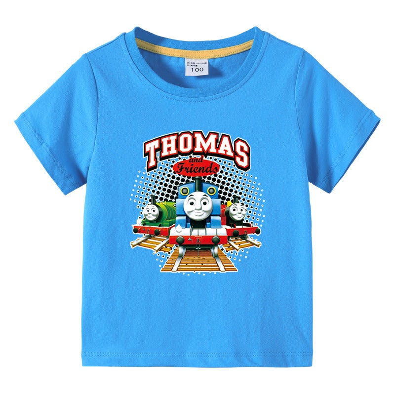 New Children'S Wear Thomas Train Children'S Summer Short-Sleeved T-Shirt Boys Base Shirt Baby Half-Sleeved T-Shirt Children'S Top - Image 1