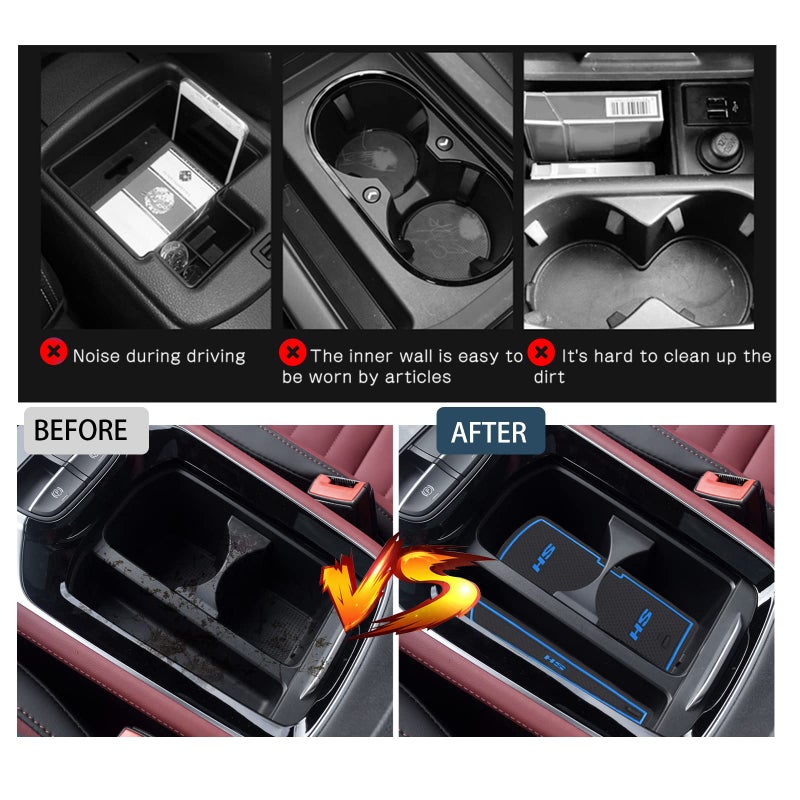 RUIYA Ruiya Compatible with MG HS/EHS EV/HS Plug-in Hybrid 2018-2024 Car Rubber Mats, Car Mats Door Slot Mat Car Armrest Drink Holder Mat Centre Console Non-Slip Mats Rubber Mats MG HS Accessories - Image 2