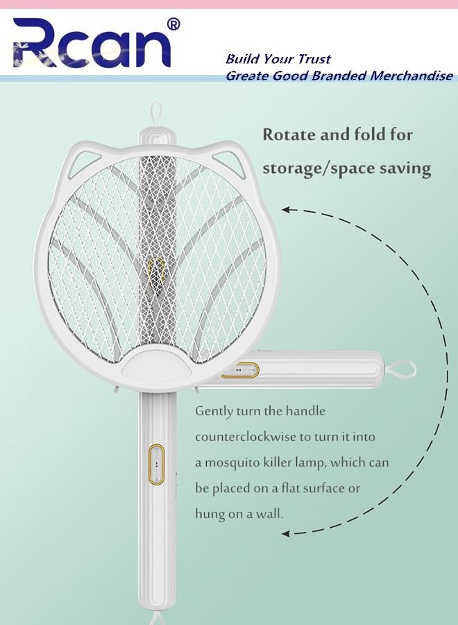 Rcan 4 In 1 Plug In LED UV Mosquito Killer Lamp Indoor and Outdoor Foldable Fly Swatter USB Rechargeable Ultra Quiet Handheld Floor Mounted Wall Mounted Insect Trap Suitable for Family Garden Camping  - Image 3
