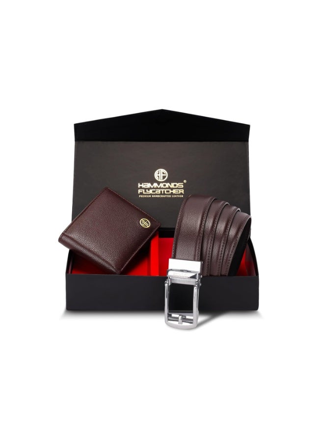 HAMMONDS FLYCATCHER Gift for Men Combo - Genuine Leather Wallet and Belt Combo Box - Leather Belt- Birthday Special & Unique Gift Ideas for Husband, Boyfriend, Teachers, Father - Breen Brown - Image 2