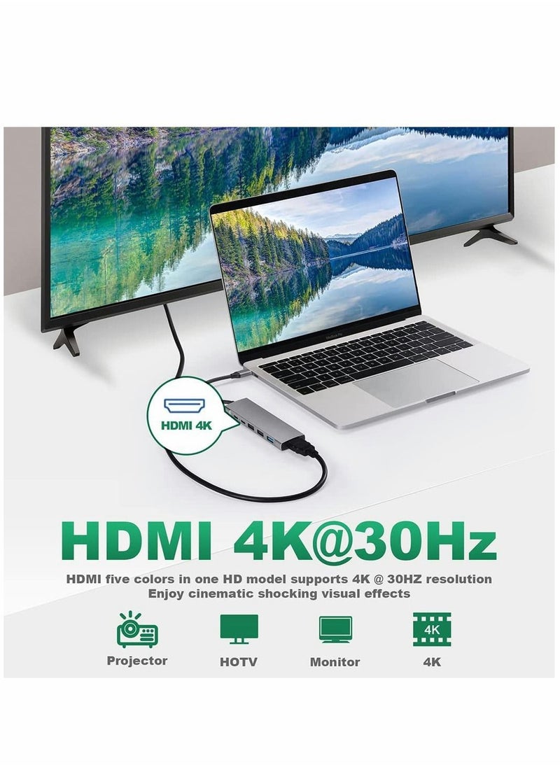 USB C Hub Adapter Multiport 9 in 1 Docking Station to HDMI with 3 Port Audio TF/SD Card Reader 100W PD Charger USB-C Compatible for MacBook Laptops Type Devices