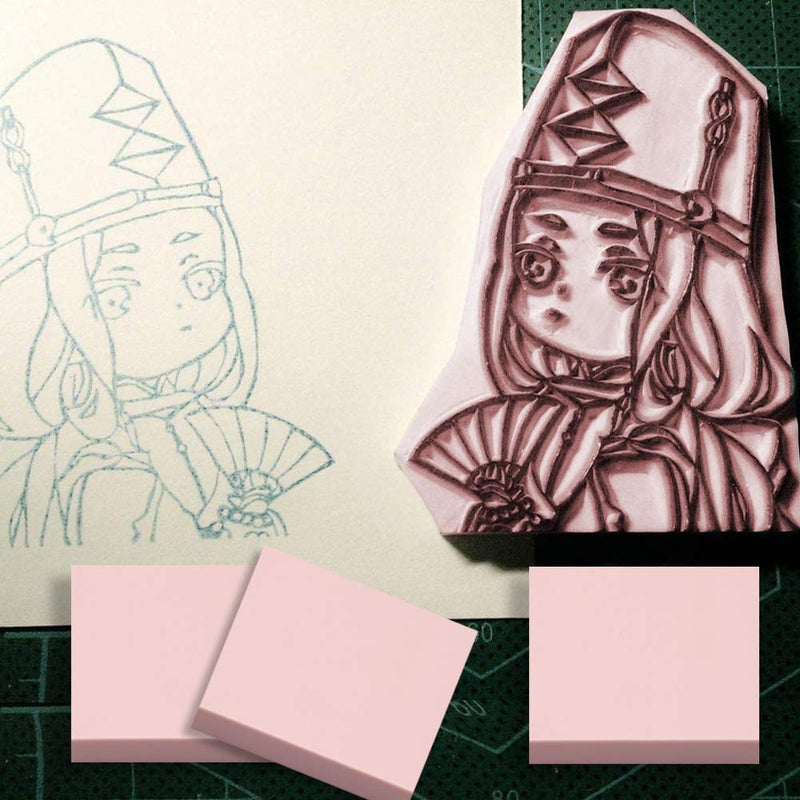 XoreArt 8 Pcs 2"x2" Pink Rubber Carving Blocks for Stamp Soft Rubber Crafts, Soft and Easy to Carve (Square) - Image 4