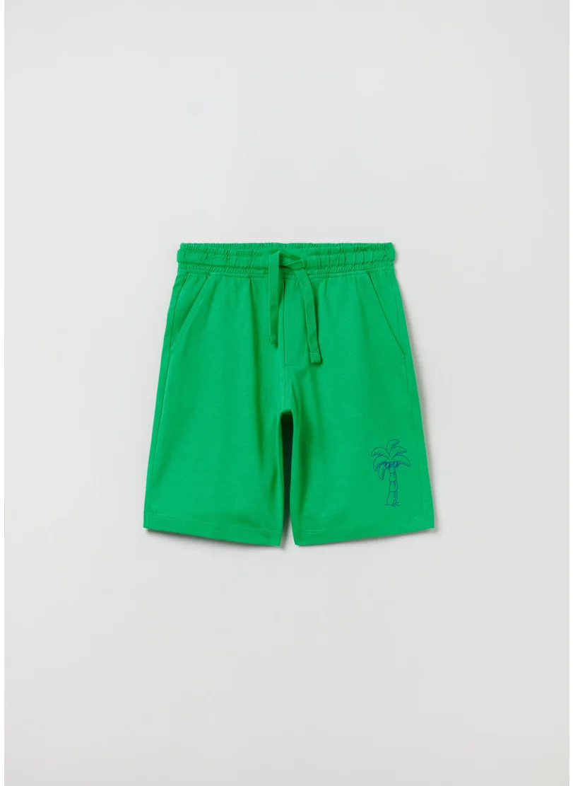 Ovs Bermuda Joggers With Palm Print