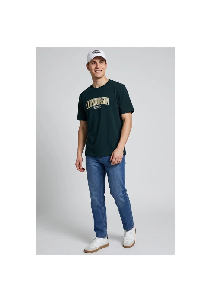 أر أند بي Printed T-Shirt with Crew Neck and Short Sleeves
