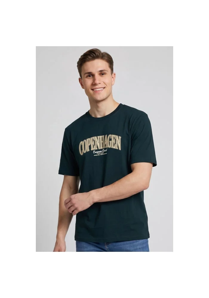 أر أند بي Printed T-Shirt with Crew Neck and Short Sleeves