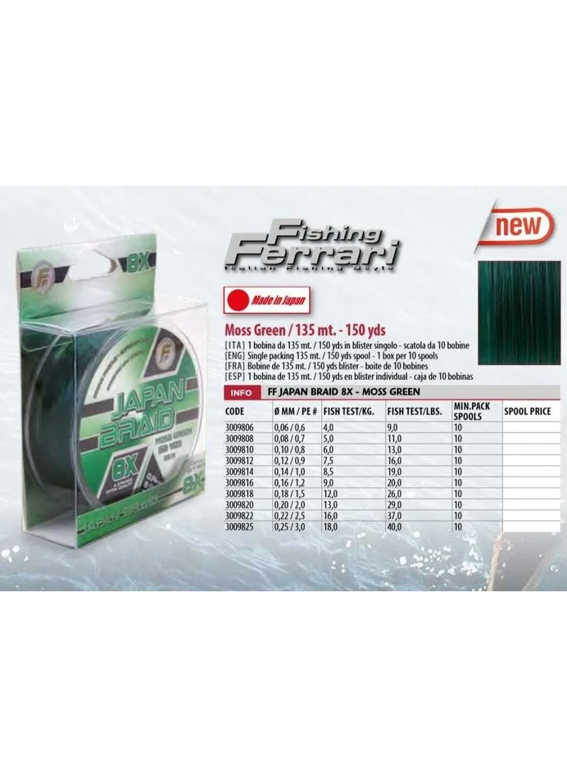 Lineaeffe Japan Braid Green 135 mt 8 Braided Thread 0,10MM