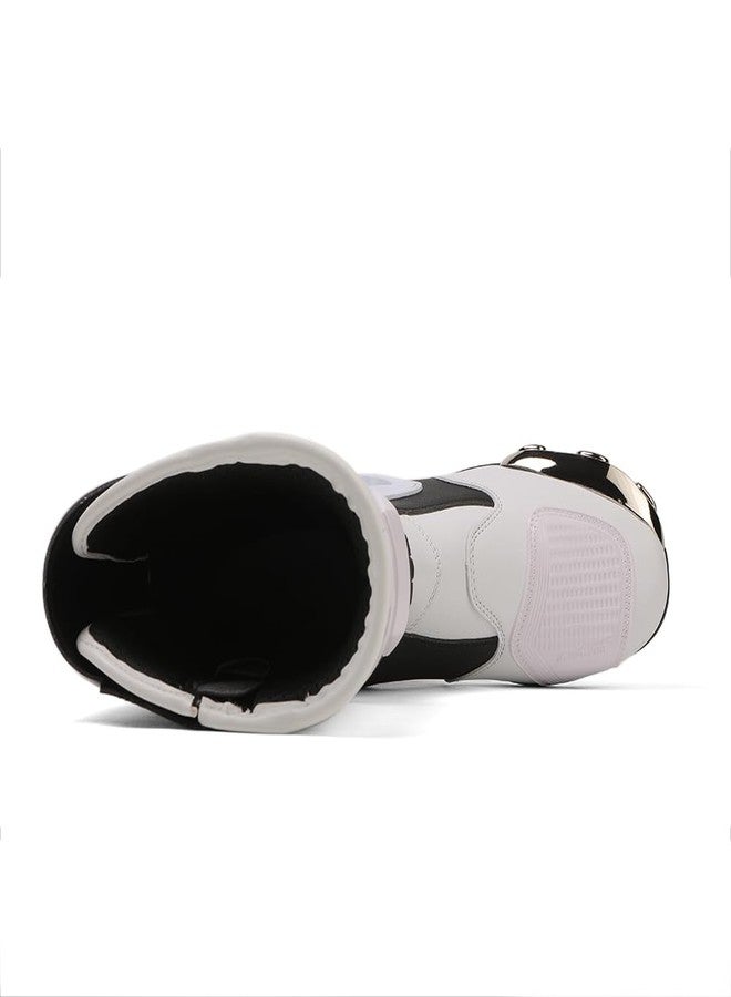 Zeozoom Motorcycle Riding Boots Motorcycle Leather Boots for Women and Men Protection Anti Slip Racing Sports (White, Adult, Men, 9.5, Numeric, US Footwear Size System, Medium) - Image 5