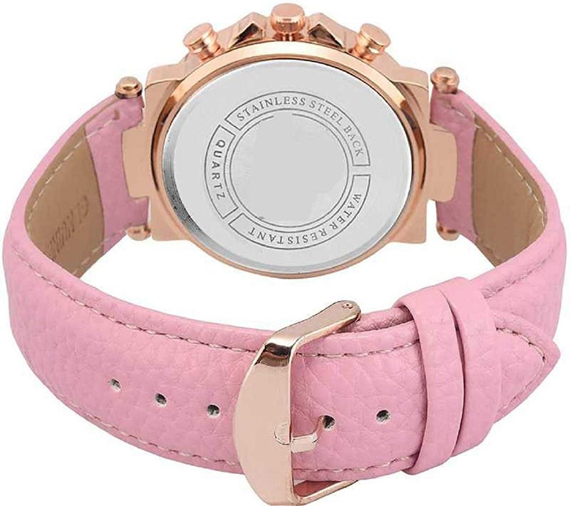 CLOUDWOOD Analogue Multicolor Dial Leather Strap Watch for Womens & Girls -WCL112 (Pink) - Image 2
