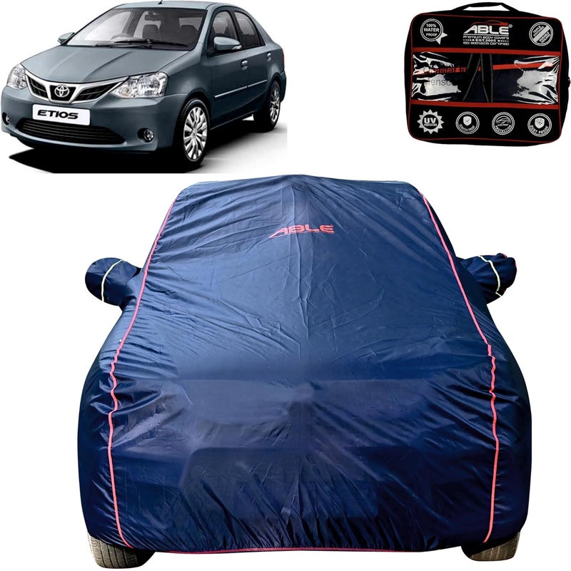Able Parashuit Blue WR Series Car Body Cover with Mirror Pockets and Driver Door Zipper Compatible for Toyota ETIOS (2010 to 2020 Model) - Image 1