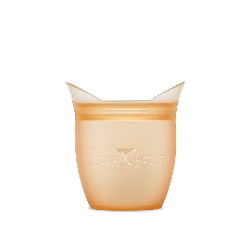 Zip Top حاويات وجبات خفيفة للأطفال مصنوعة من السيليكون 100% قابلة لإعادة الاستخدام - الحاويات الوحيدة التي تقف، تبقى مفتوحة وتغلق بسحاب! بدون أغطية! مصنوعة في الولايات المتحدة - قطة برتقالية - Image 1