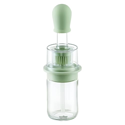 PRIME PICK 2-in-1 Oil Dispenser Bottle With Silicone Brush Dual-Use Design For Pouring & Basting,180Ml Leak-Proof Glass Bottle,Measuring Scale For Cooking,Grilling,Baking,Green - Image 1