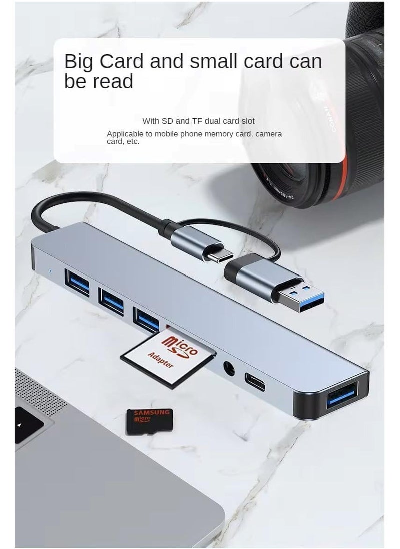 ELTRAZONE - 8-in-1 USB C Hub Type C Multiport Adapter with 4K HDMI, PD Power Delivery, Ethernet, USB-C, 2 USB Ports, SD/TF Card Reader – Compatible with MacBook Pro, XPS, and More Type-C Devices - Image 1