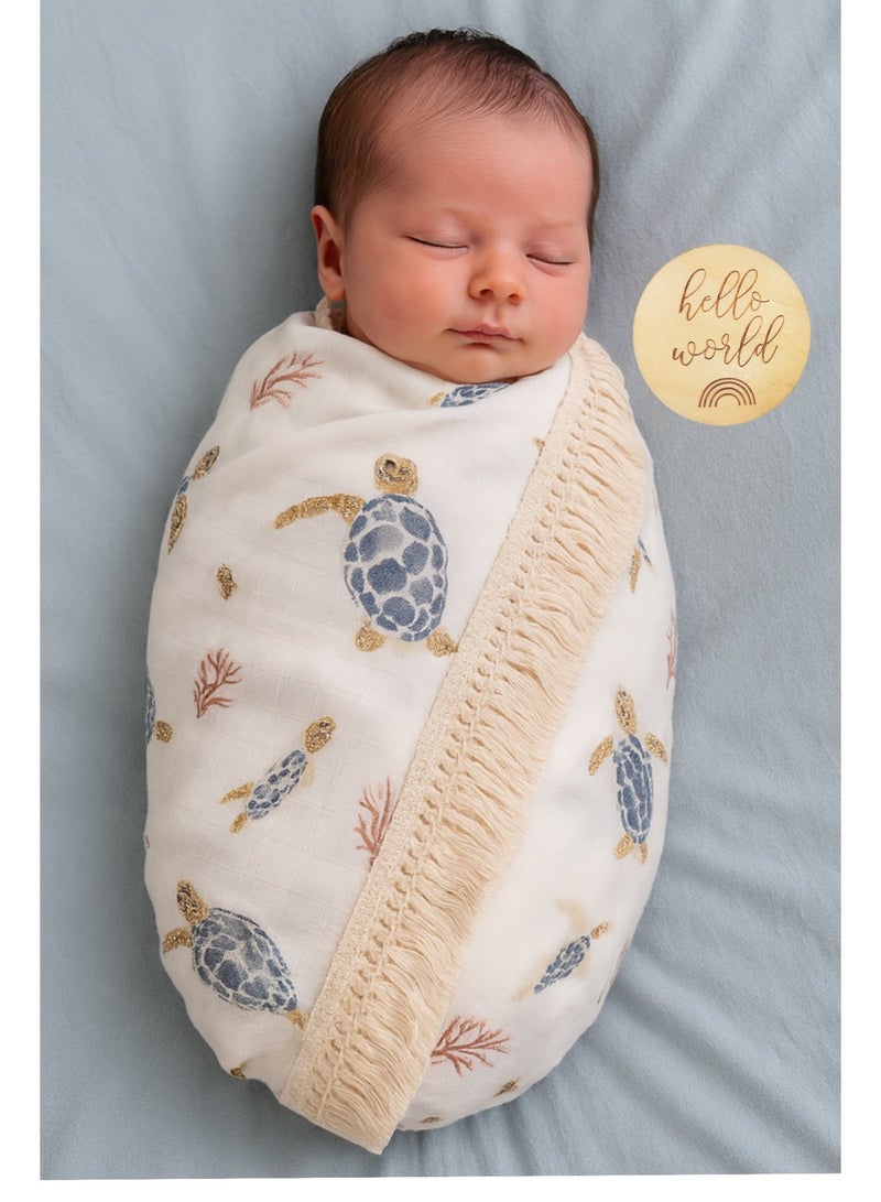 Baby Gift Set – 8-Pieces Newborn Essentials with Swaddle Blankets & Adorable Accessories (Blue) - Image 4