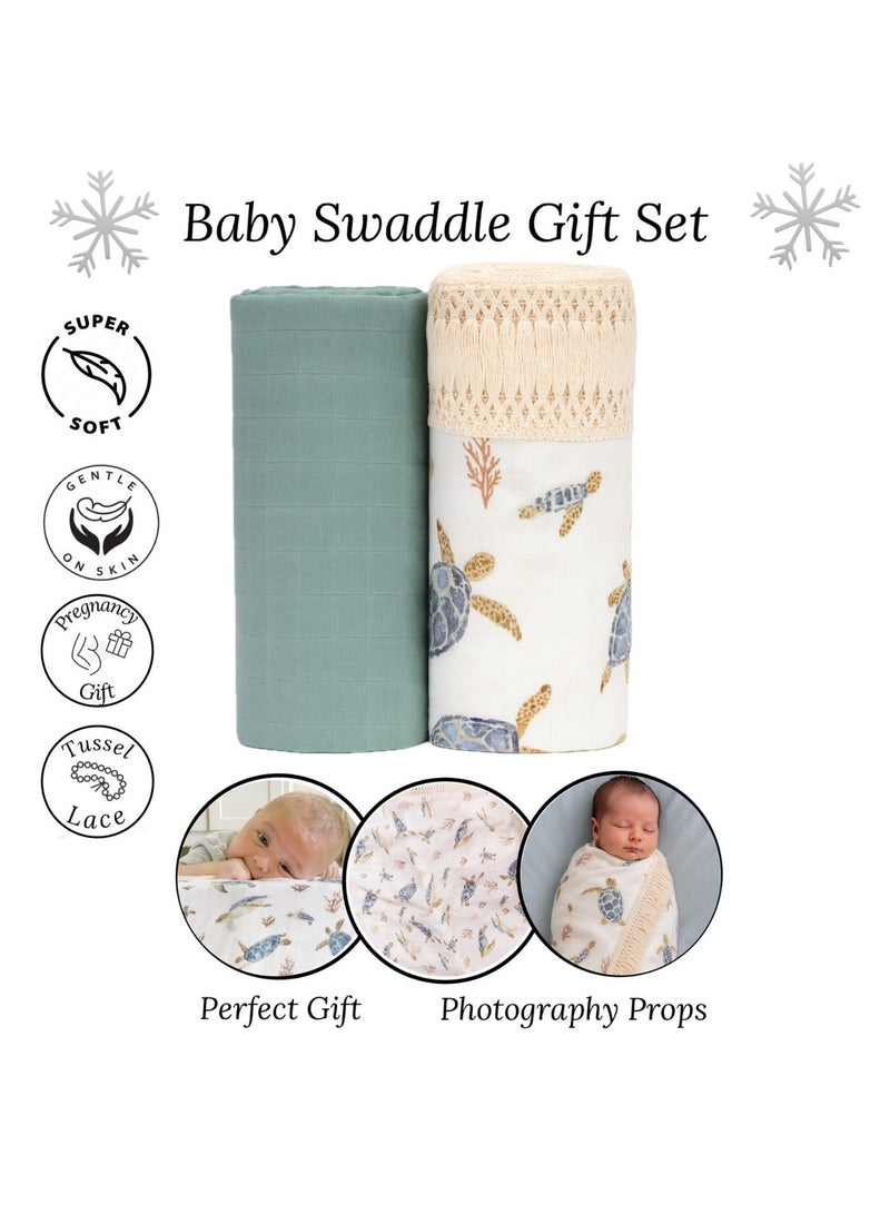 Baby Gift Set – 8-Pieces Newborn Essentials with Swaddle Blankets & Adorable Accessories (Blue) - Image 5