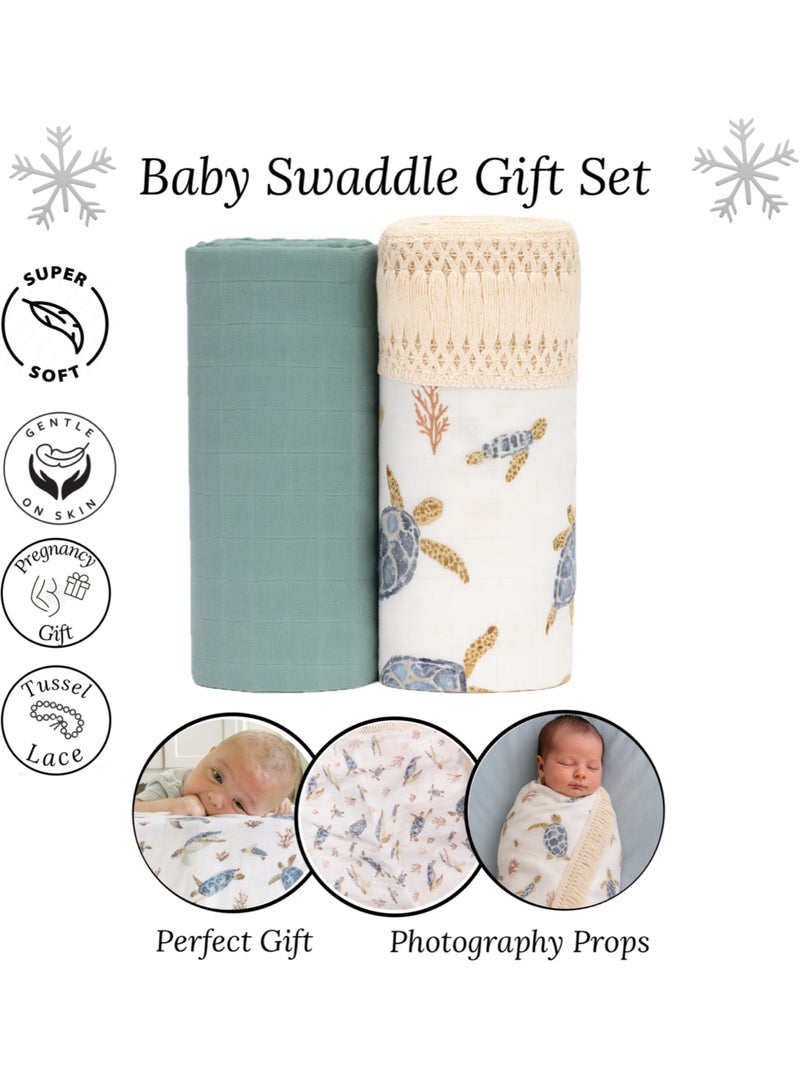 طقم هدايا للأطفال – 8 قطع من المستلزمات الأساسية لحديثي الولادة مع بطانيات قماط وإكسسوارات رائعة (أزرق) - Image 5
