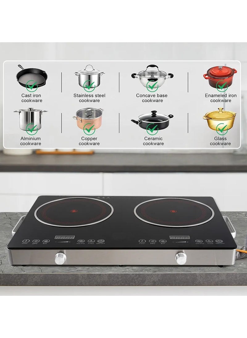 DubaiGallery - Double Infrared Cooker 1800W with Digital LED Display High-Power Dual Burner Cooktop, Portable Electric Stove for Fast and Efficient Cooking with 4 Hour Timer Facility - Image 1