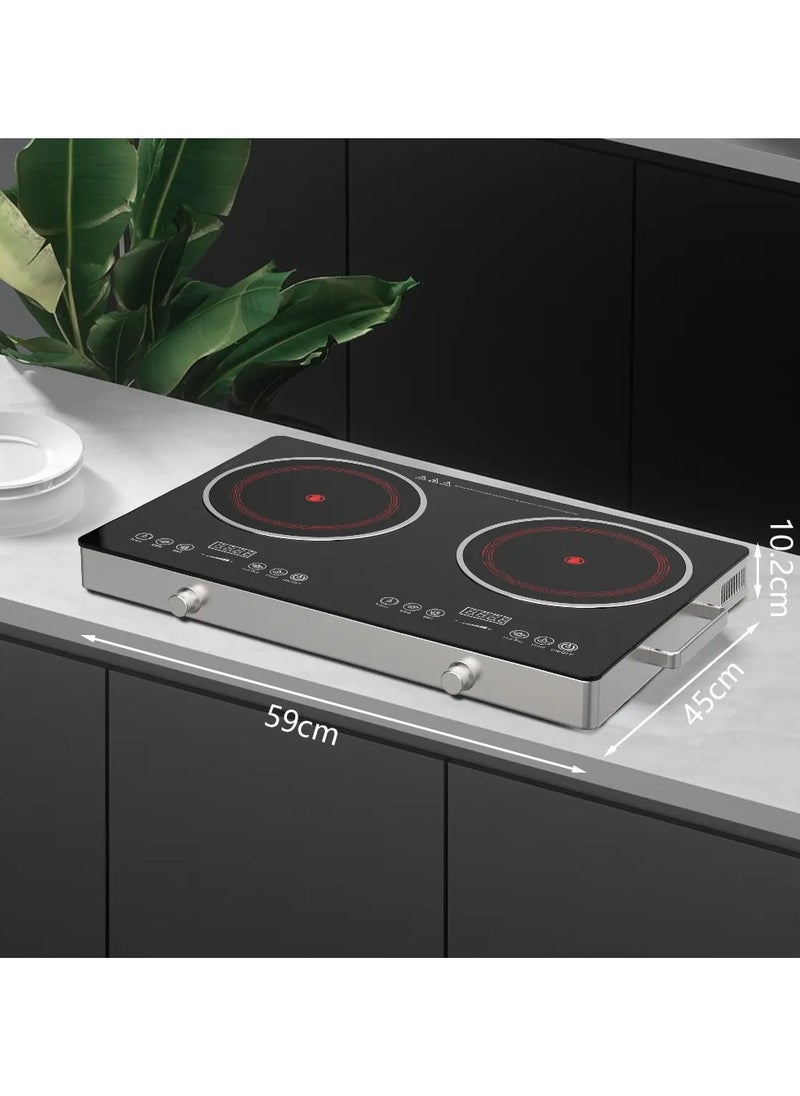 DubaiGallery - Double Infrared Cooker 1800W with Digital LED Display High-Power Dual Burner Cooktop, Portable Electric Stove for Fast and Efficient Cooking with 4 Hour Timer Facility - Image 1