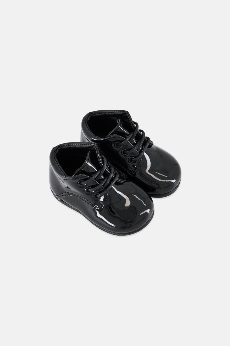Josmo Toddlers Boy Patent Leather Lace Up Shoes, Black - Image 4