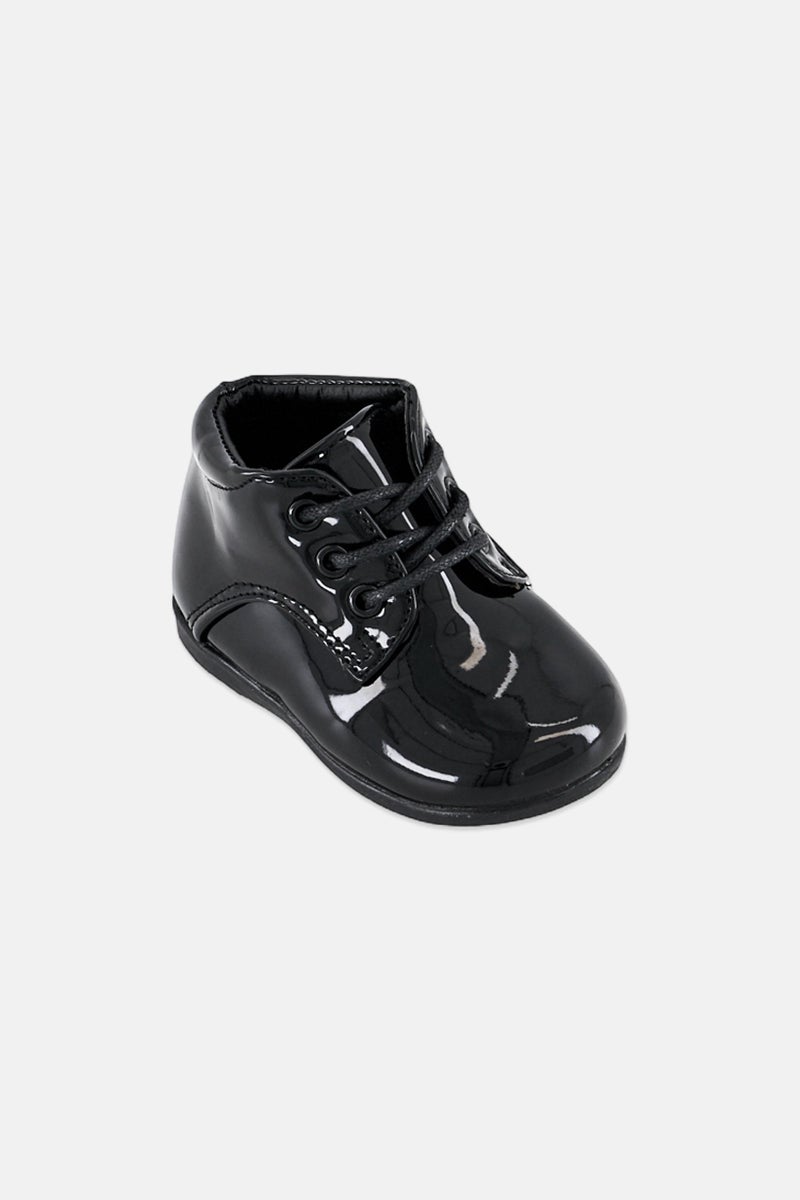 Josmo Toddlers Boy Patent Leather Lace Up Shoes, Black - Image 1