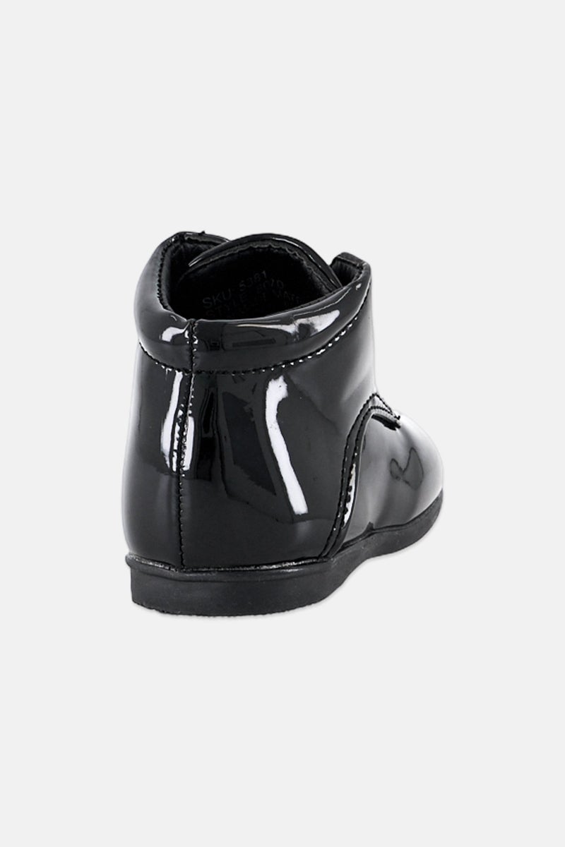 Josmo Toddlers Boy Patent Leather Lace Up Shoes, Black - Image 2