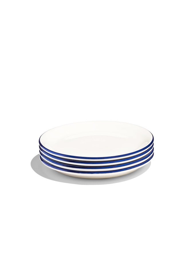 Madein Made In Cookware | Set of 4 | Appetizer Plates | White With Navy Rim | Porcelain | Crafted in England - Image 2