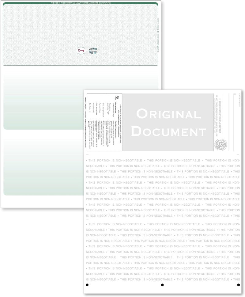 CAROUSELCHECKS Blank Hologram Top Computer Checks, Blank Top Hologram Laser Checks with Perforated Vouchers, Qty. 250 Green - Image 2