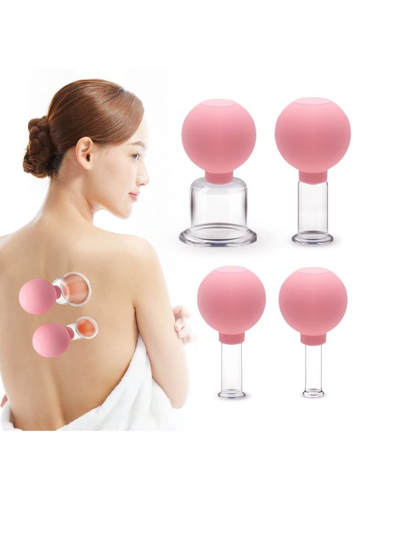 Facial Cupping Therapeutic Instrument - Facial Glass Vacuum Suction Cup Facial Beauty Wrinkle Removal and Fat Elimination Body Cup Facial and Body Fascia Massager - Pink - Image 4