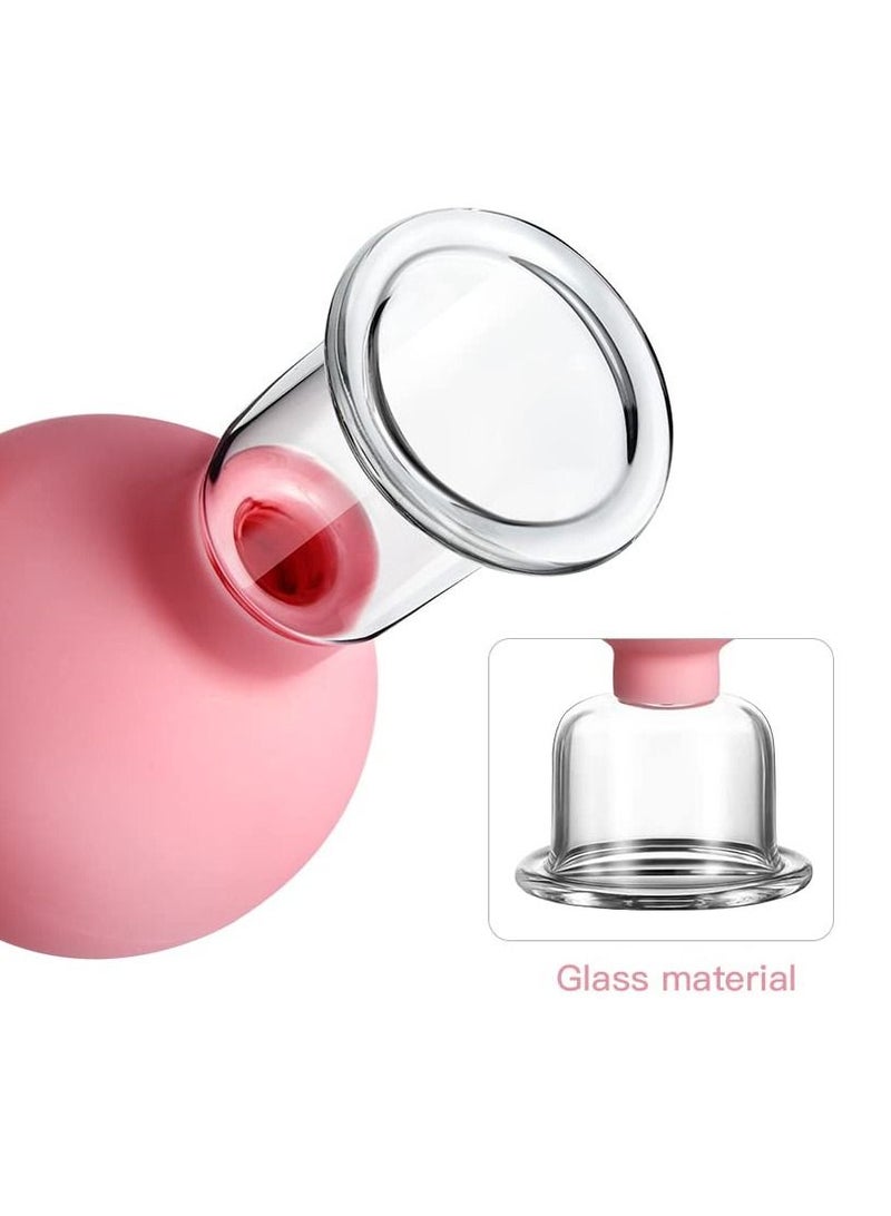Facial Cupping Therapeutic Instrument - Facial Glass Vacuum Suction Cup Facial Beauty Wrinkle Removal and Fat Elimination Body Cup Facial and Body Fascia Massager - Pink - Image 3