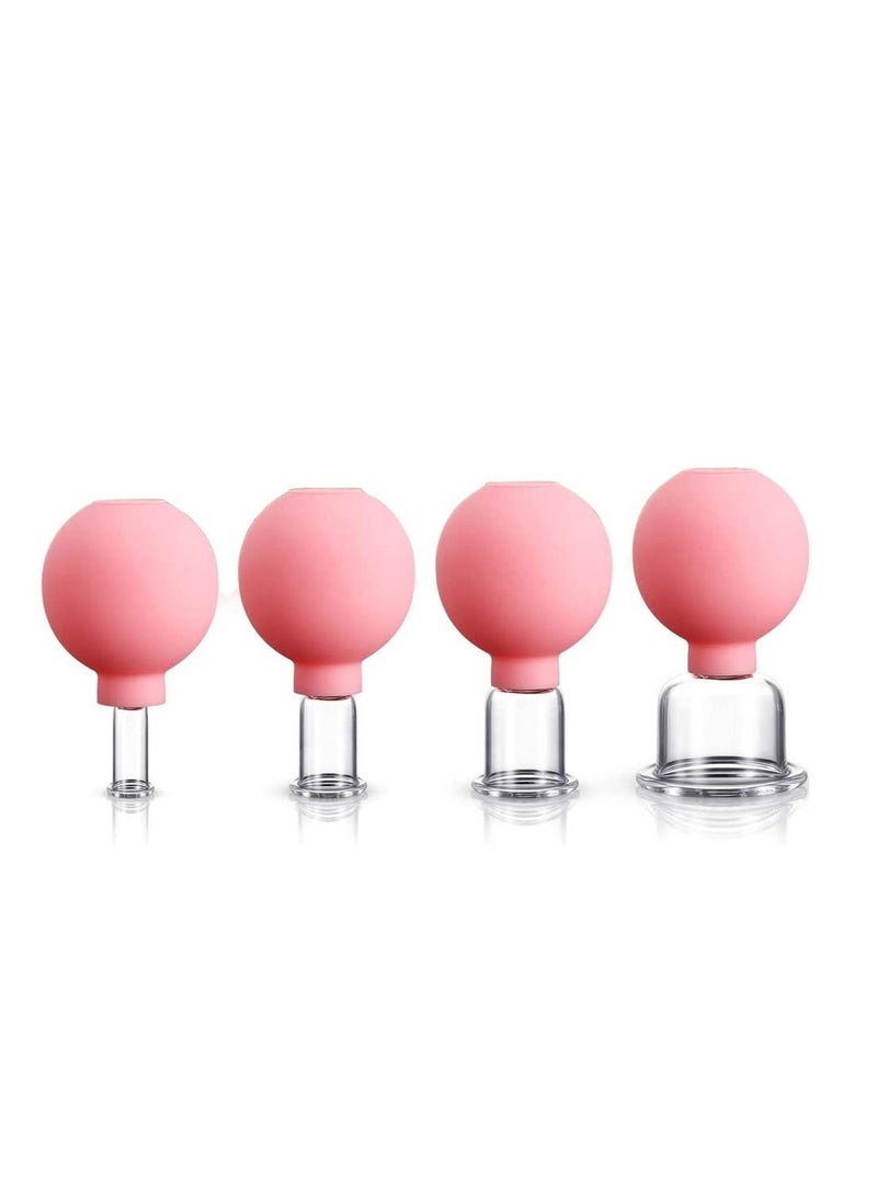 Facial Cupping Therapeutic Instrument - Facial Glass Vacuum Suction Cup Facial Beauty Wrinkle Removal and Fat Elimination Body Cup Facial and Body Fascia Massager - Pink - Image 1