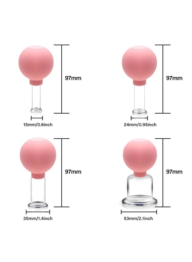 Facial Cupping Therapeutic Instrument - Facial Glass Vacuum Suction Cup Facial Beauty Wrinkle Removal and Fat Elimination Body Cup Facial and Body Fascia Massager - Pink - Image 5
