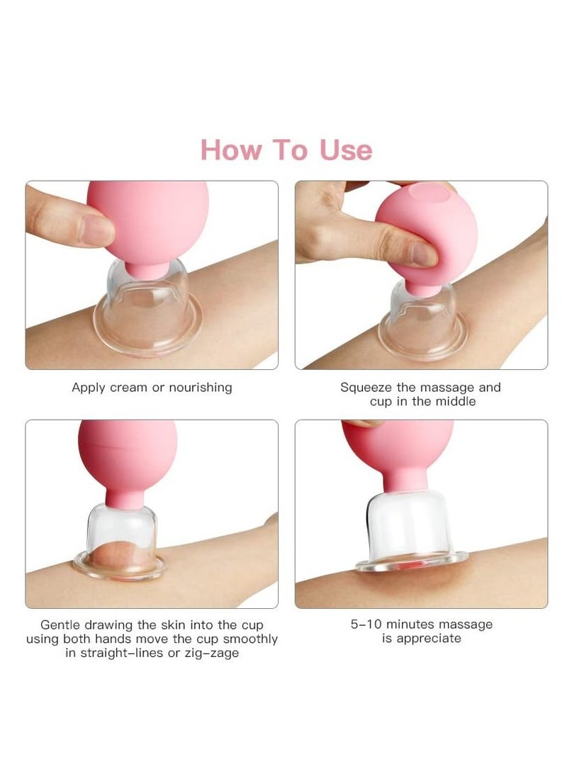Facial Cupping Therapeutic Instrument - Facial Glass Vacuum Suction Cup Facial Beauty Wrinkle Removal and Fat Elimination Body Cup Facial and Body Fascia Massager - Pink - Image 2