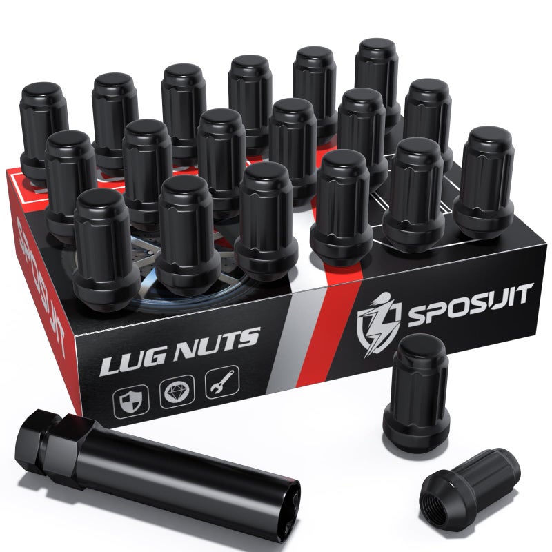 Sposuit M12x15 Spline Lug Nuts Replacement for 20102019 Chevrolet Cruze 2005200920182024 Equinox 1997201220162024 Malibu 20132024 Trax Closed End Black Lug Nut with Socket20 Pcs