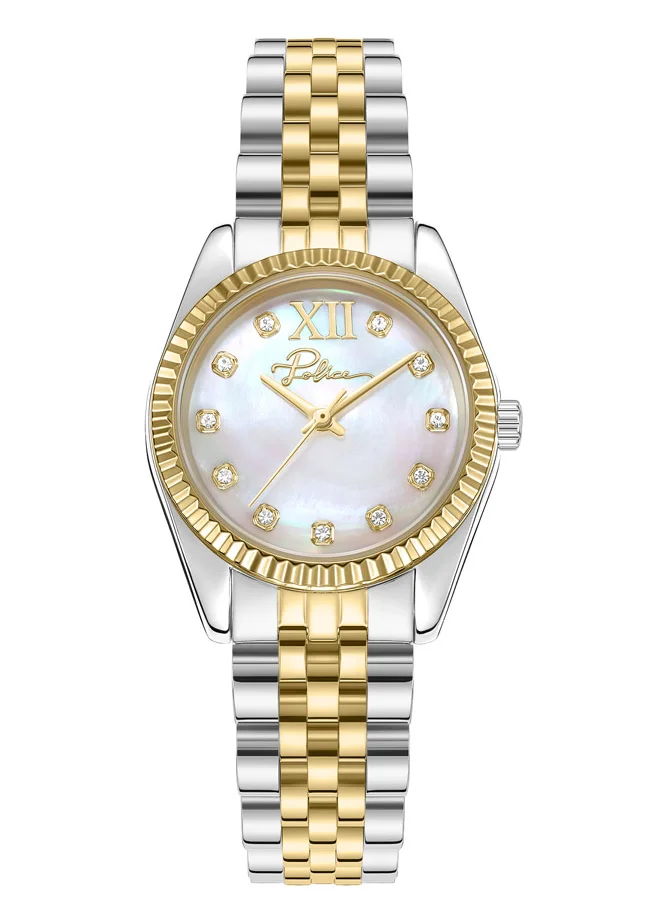 بوليس Women's Flute Women's 28mm Watch with White Mother-of-Pearl Dial & 316L Stainless Steel Bracelet