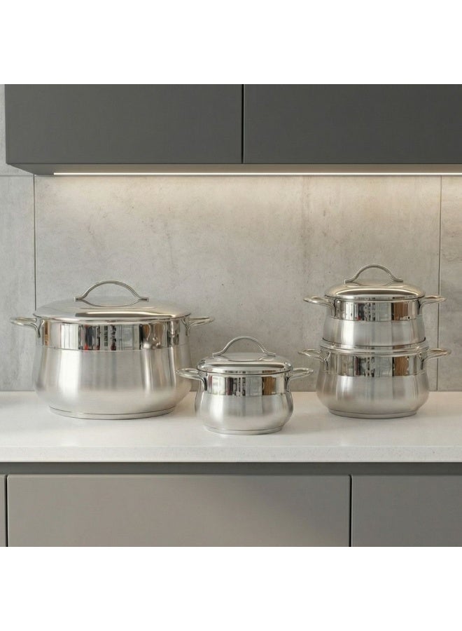 BONERA Venus Mega 10-Piece Stainless Steel Cookware Set - Durable Pots & Pans for Induction Cooking, Premium Kitchen Cookware, Elegant Kitchen Essentials - Image 3