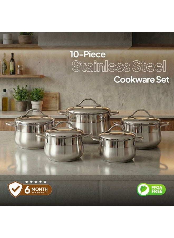 BONERA Venus Mega 10-Piece Stainless Steel Cookware Set - Durable Pots & Pans for Induction Cooking, Premium Kitchen Cookware, Elegant Kitchen Essentials - Image 2