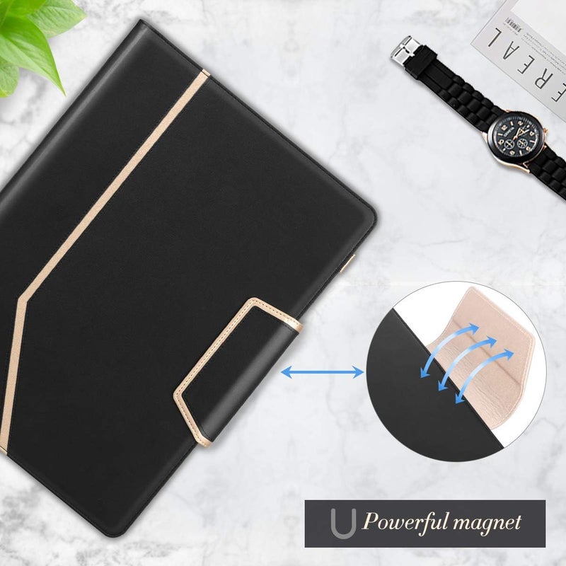 Toplive Conference Folder - Executive Business Padfolio with Letter/A4 Size Clipboard, Document Sleeve & Card Holders - Black - Image 5