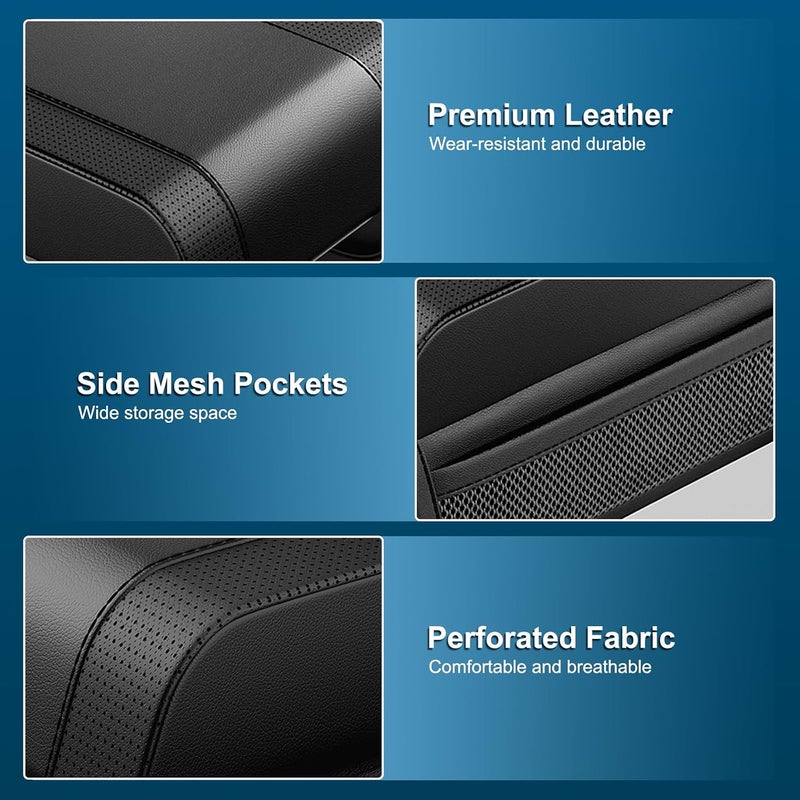 KASTWAVE Car Center Console Cover, Upgraded Memory Cotton Car Armrest Cushion with 2 Storage Bags, Waterproof Middle Console Cover Arm Rest Box Pad Car Interior Accessories for Most Vehicles, Black - Image 5