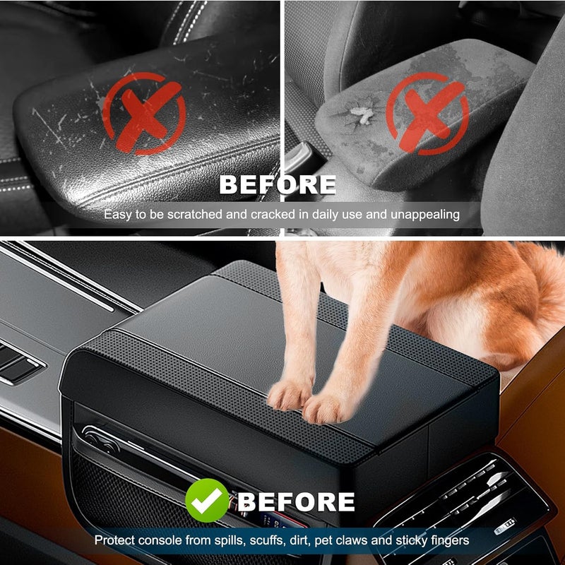 KASTWAVE Car Center Console Cover, Upgraded Memory Cotton Car Armrest Cushion with 2 Storage Bags, Waterproof Middle Console Cover Arm Rest Box Pad Car Interior Accessories for Most Vehicles, Black - Image 3