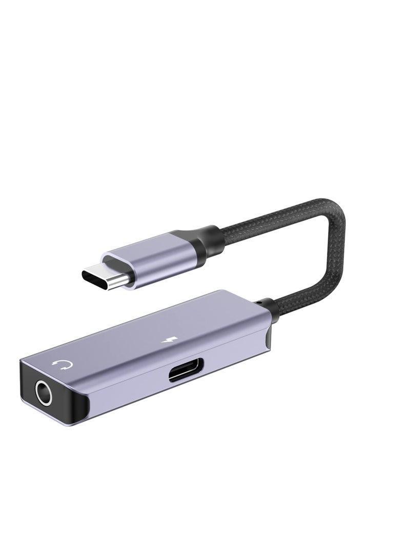 SYOSI USB c to 3.5mm Headphone and Charger Adapter,2-in-1 USB C PD 3.0 Charging Port to Aux Audio Jack and Fast Charging Dongle Cable Cord Compatible with Samsung Galaxy S22 S21 S20, Google Pixel 4 3 XL - Image 1