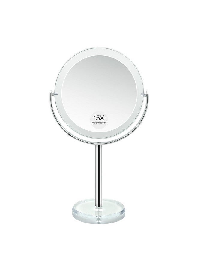 SNOWFLAKES SNOWFLAKES Snowflakes 1X / 15X Magnifying Makeup Mirror With Stand - 7 Inch Tabletop Vanity Mirror For Bathroom Or Bedroom With 360° Rotation. - Image 1